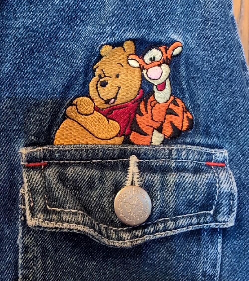 Vintage 90s Denim Disney Winnie the Pooh Overalls Shorts - Blue - Picture 4 of 7
